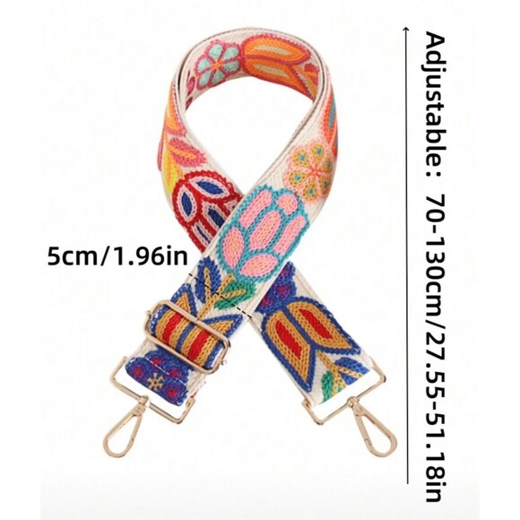 Bohemian Embroidered Guitar Strap purse crossbody Adjustable Floral - Picture 2 of 3